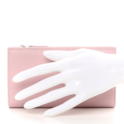 Prada Saffiano Triangle Continental Zip Wallet Alabastro 2 of 10