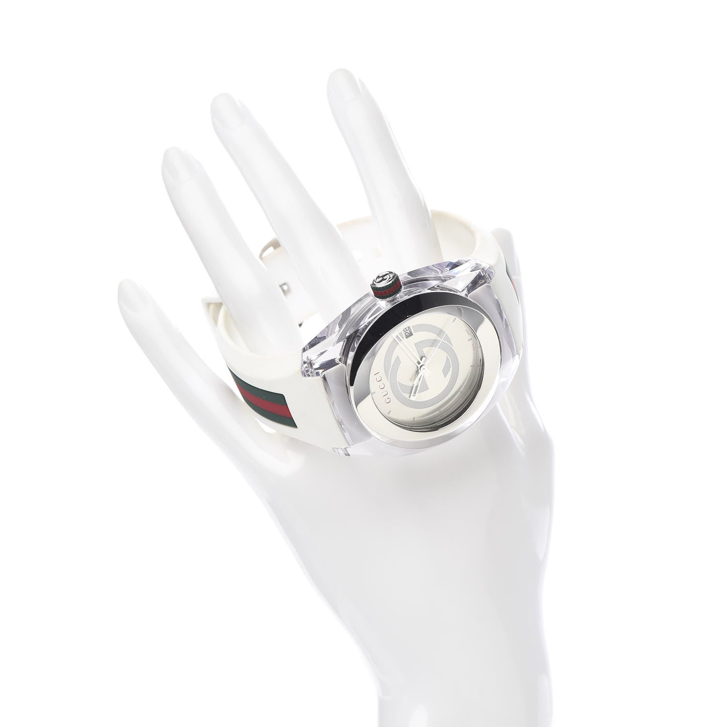 Gucci Stainless Steel Rubber 46mm Sync Web Quartz Watch White 2 of 5
