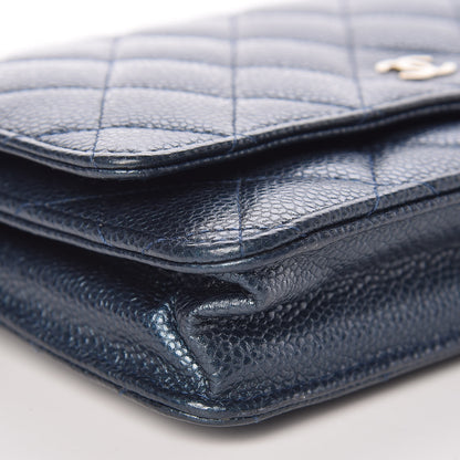Chanel Iridescent Caviar Quilted Wallet On Chain WOC Blue 10 of 14