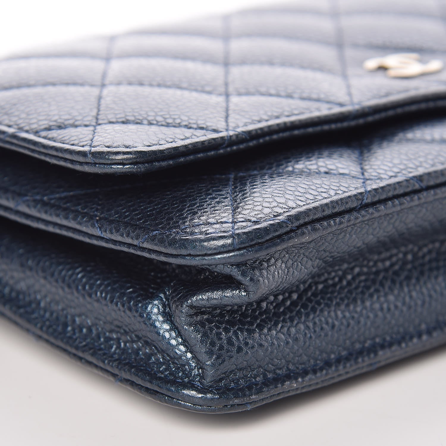 Chanel Iridescent Caviar Quilted Wallet On Chain WOC Blue 10 of 14