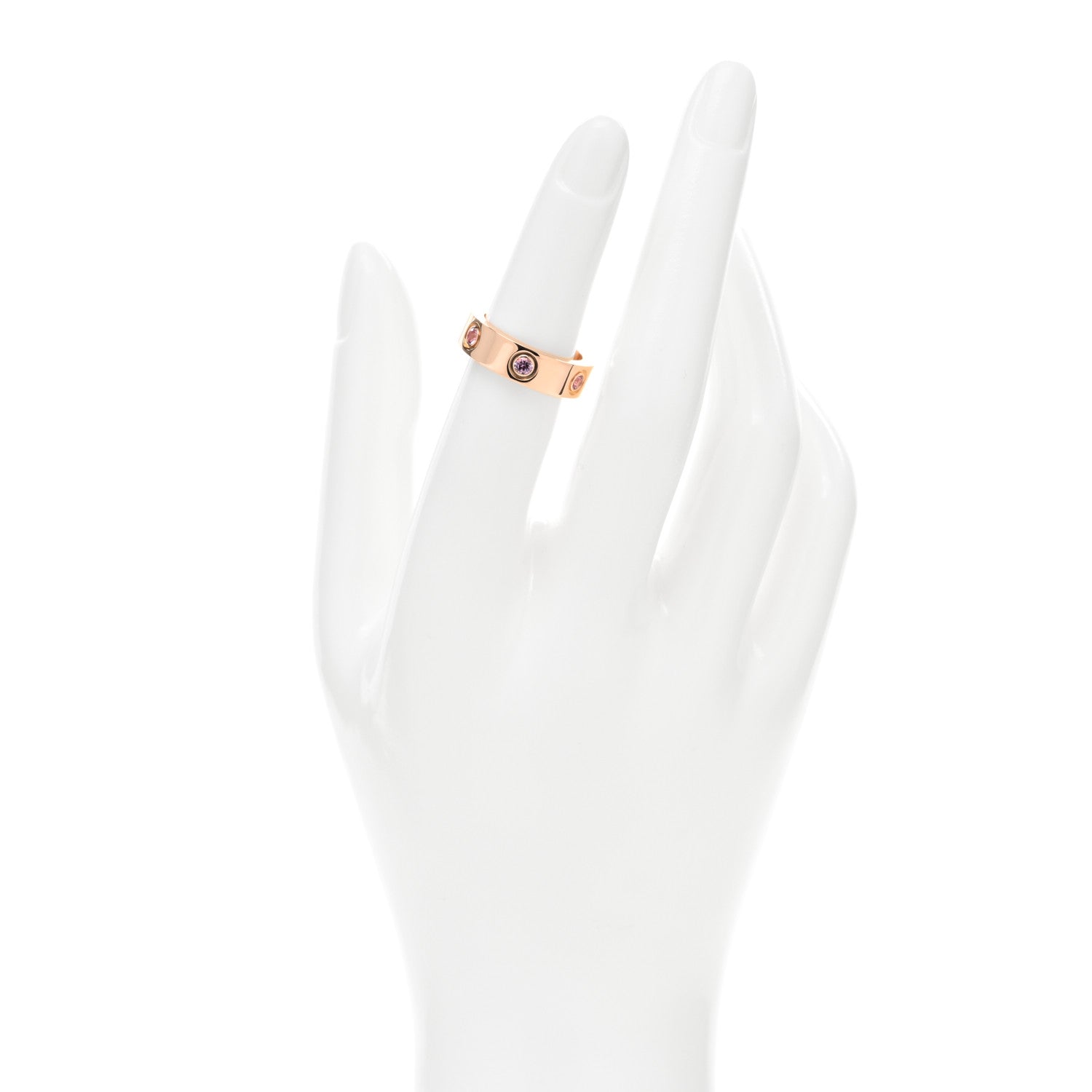 Cartier 18K Pink Gold 6 Pink Sapphire 5.5mm LOVE Ring 50 5.25 2 of 4