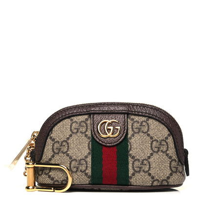 Gucci GG Supreme Monogram Web Ophidia Dome Key Pouch Beige New Acero 1 of 6