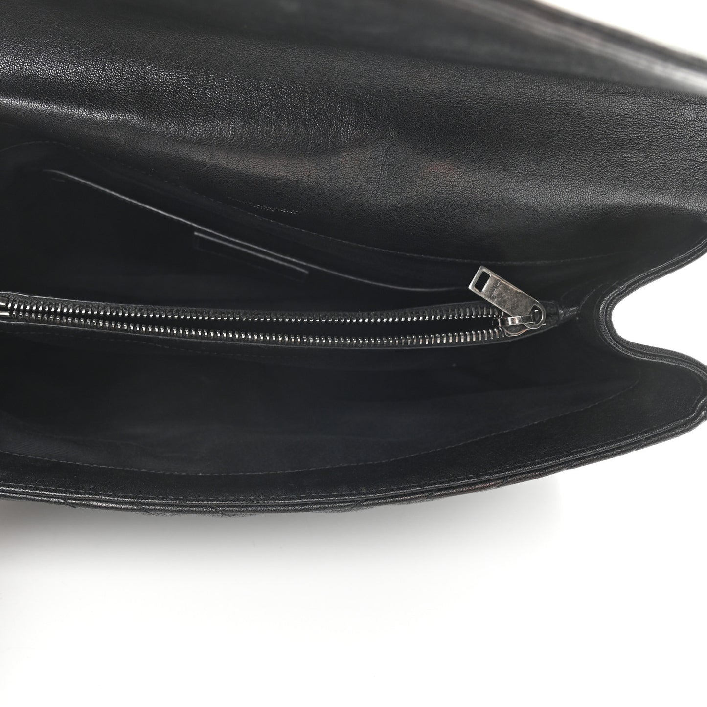 Sheepskin Matelasse Chevron Monogram Large College Satchel Black