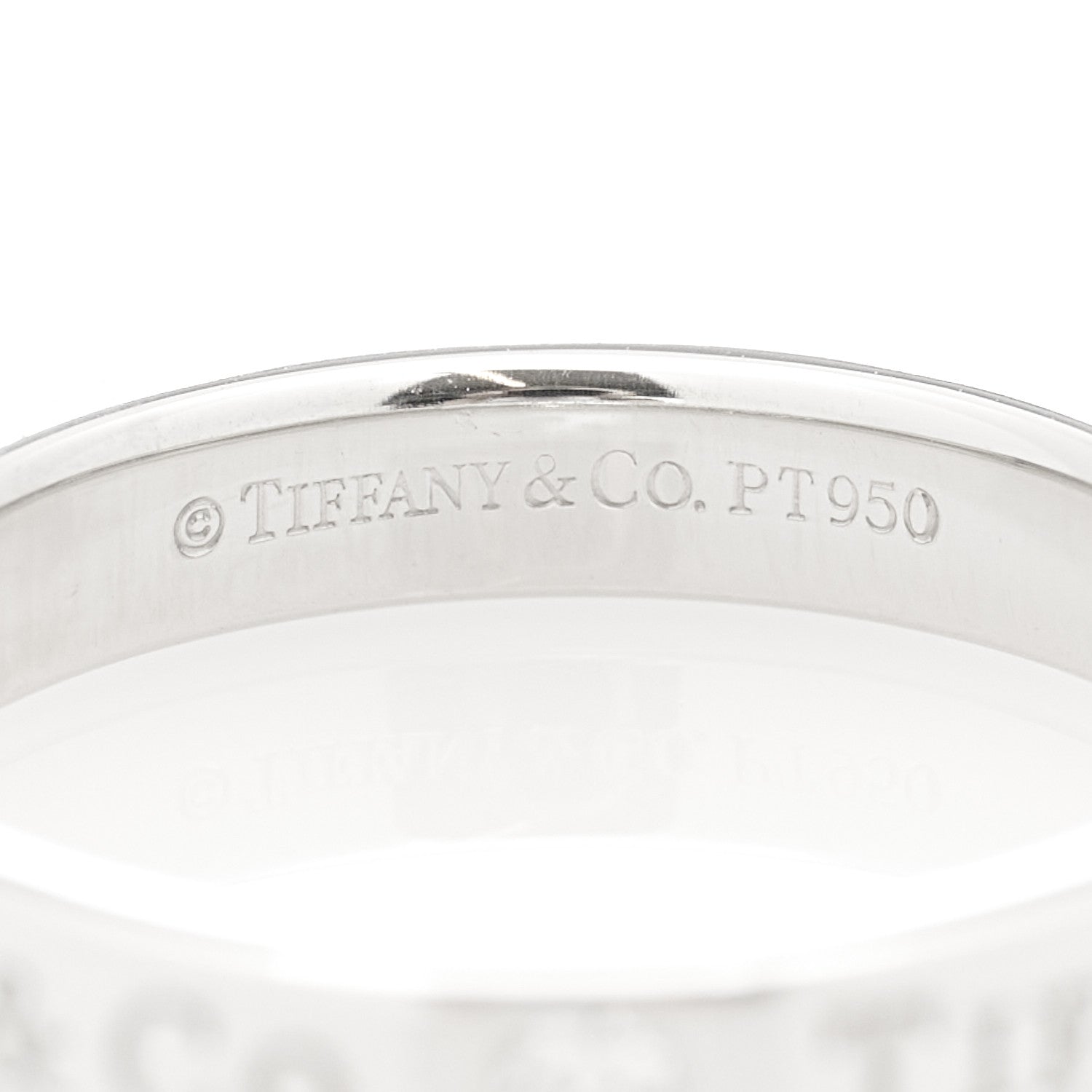 Tiffany Platinum Diamond Logo Band Ring 48 4.5 4 of 4