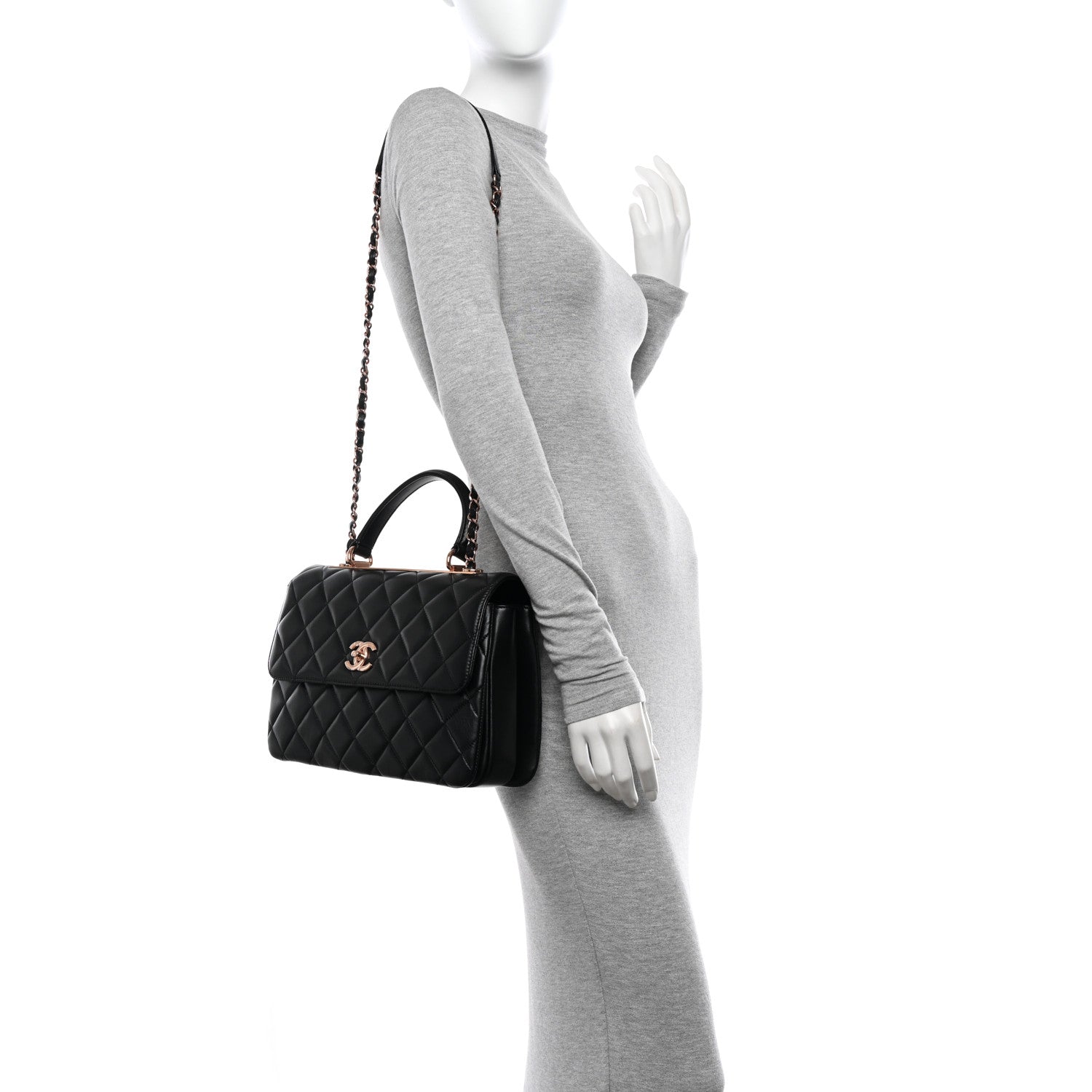 Chanel Lambskin Quilted Medium Trendy CC Flap Dual Handle Bag Black 2 of 10