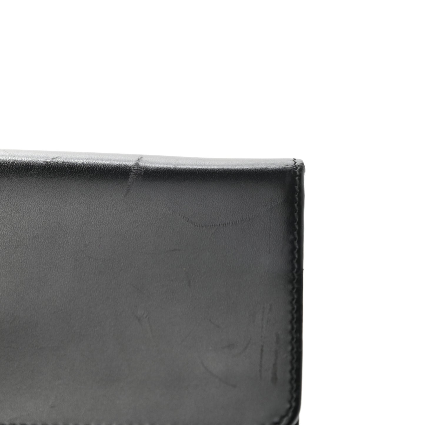 City Calf Metal Continental Flap Wallet Black