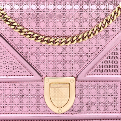 Christian Dior Metallic Patent Micro-Cannage Diorama Wallet on Chain Pouch Pink 11 of 20