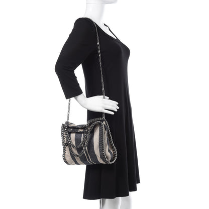 Stella McCartney Canvas Mini Striped Falabella Fold Over Tote Navy 2 of 10