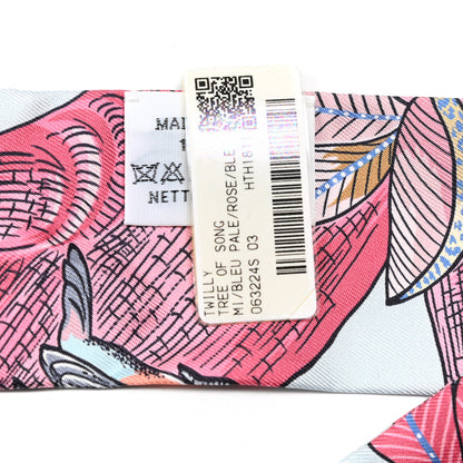 Hermes Silk Tree Of Song Twilly Bleu Pale Rose Blue Jean 3 of 5