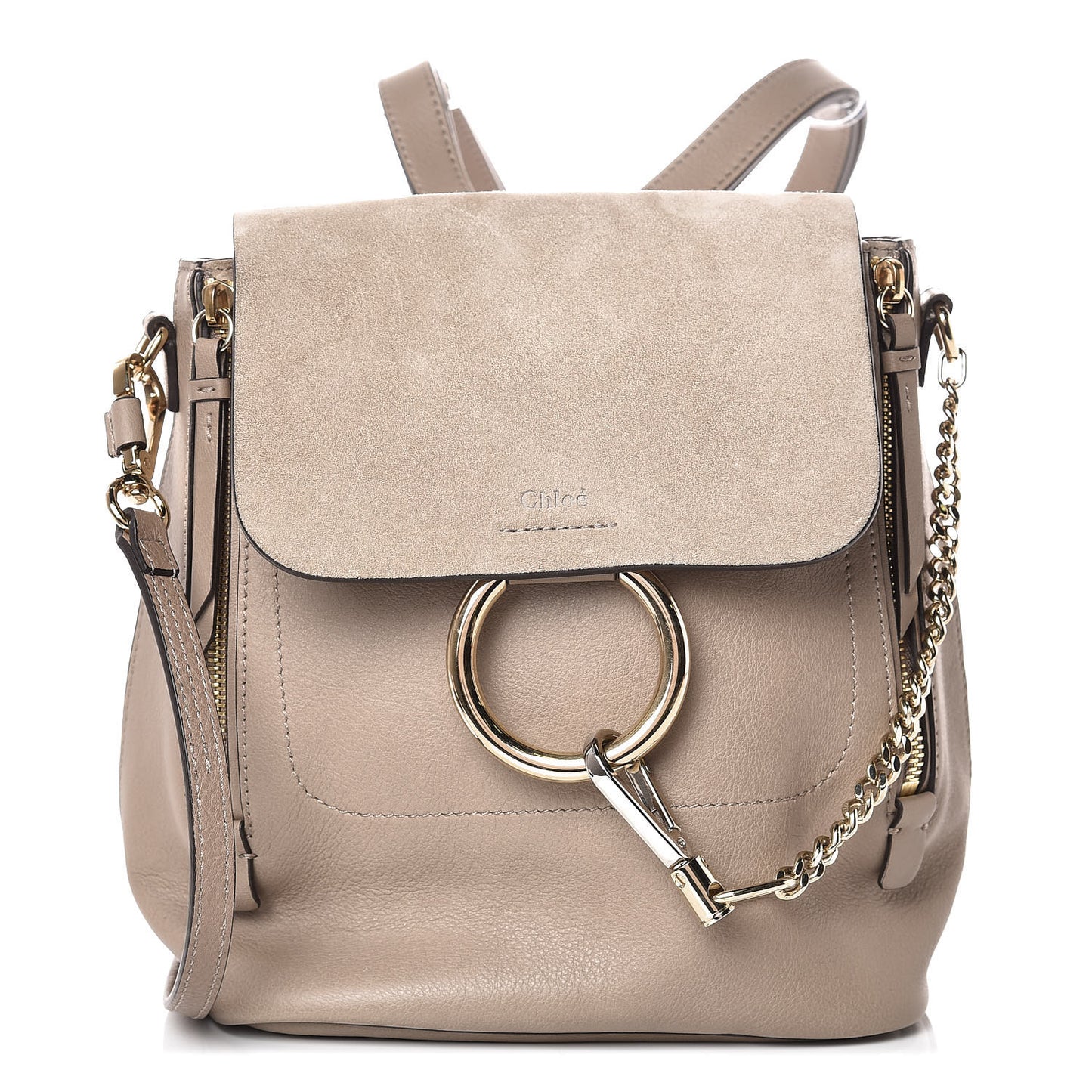 Suede Calfskin Medium Faye Backpack Motty Grey
