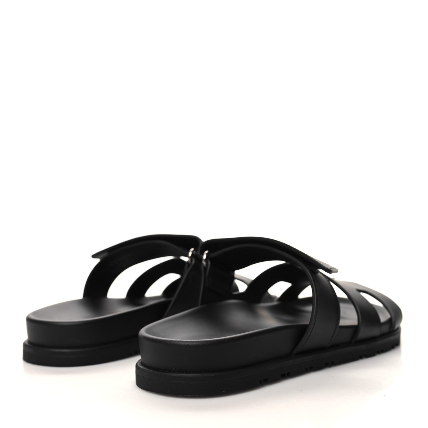 Hermes Calfskin Womens Chypre Sandals 37.5 Black 4 of 9
