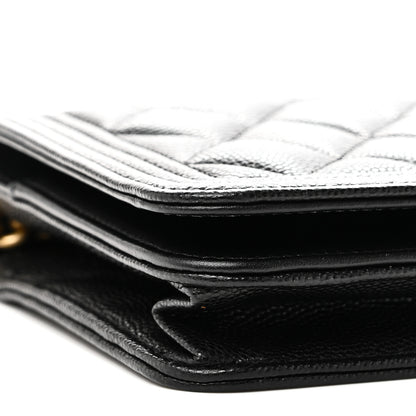 Chanel Caviar Quilted Boy Wallet On Chain WOC Black 9 of 10