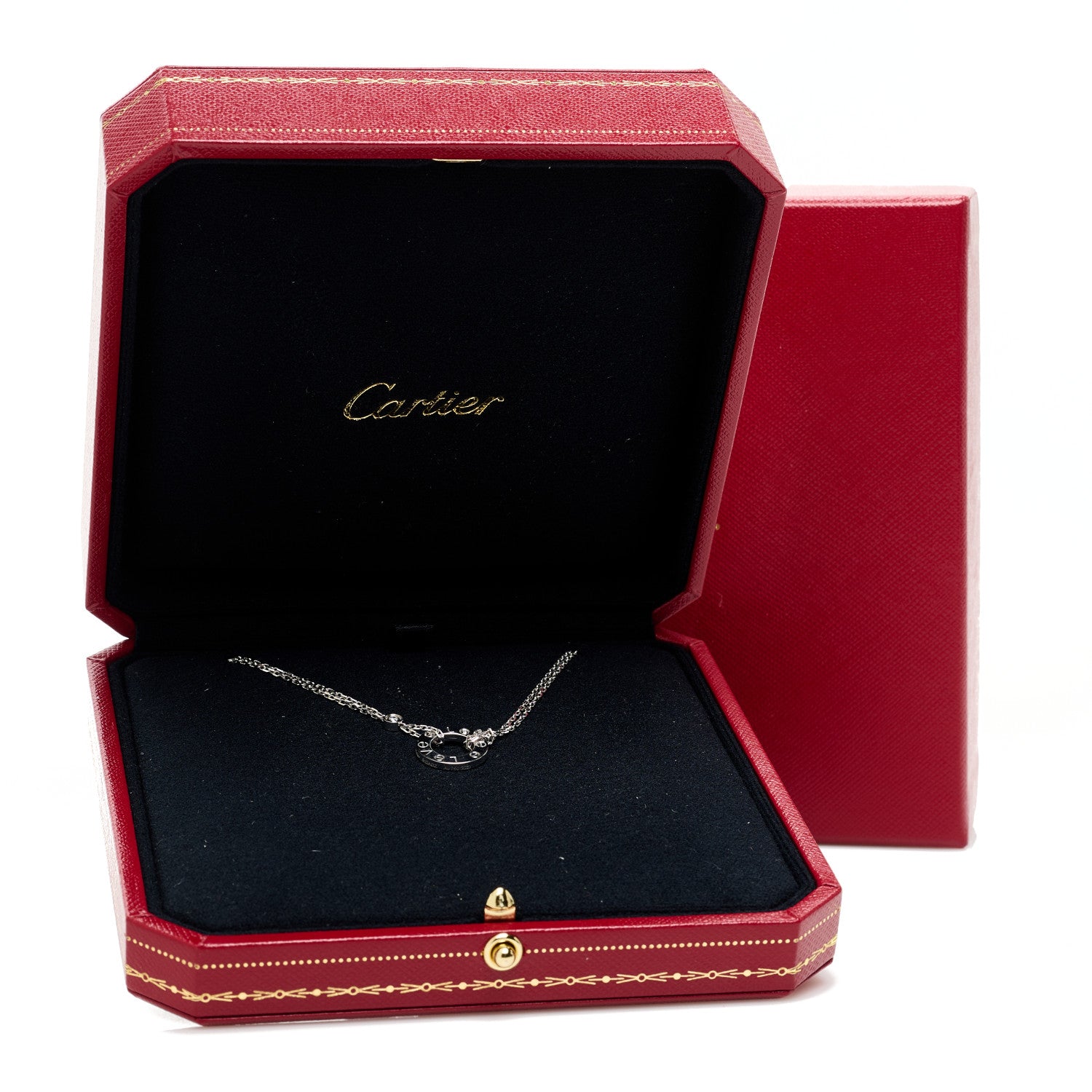 Cartier 18K White Gold 2 Diamond LOVE Necklace 6 of 6