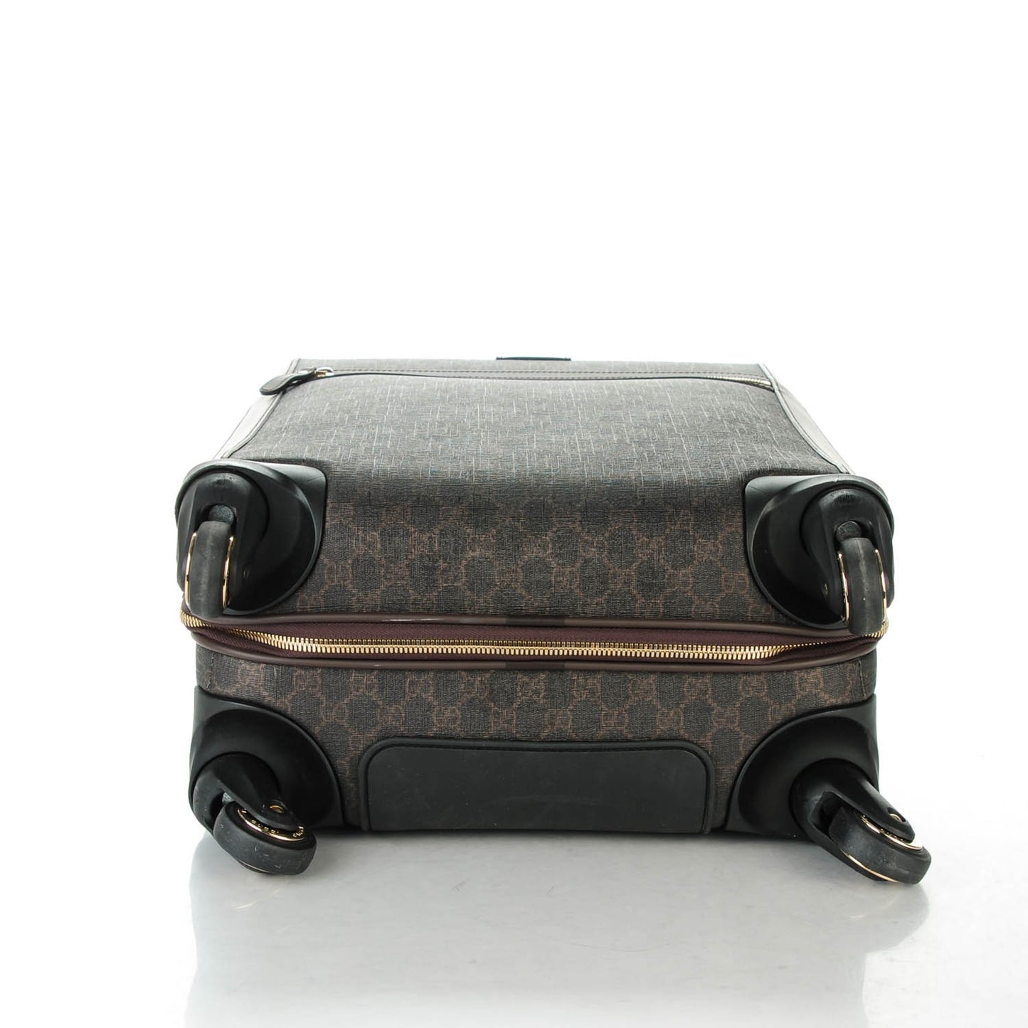 GG Supreme Monogram Four Wheel Carry On Suitcase Dark Brown