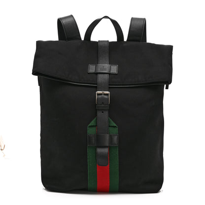 Gucci Techno Canvas Web Single Buckle Backpack Black 1 of 10