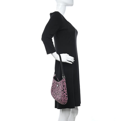 Prada Maglia Jacquard Cleo Shoulder Bag Black Rosa 2 of 11