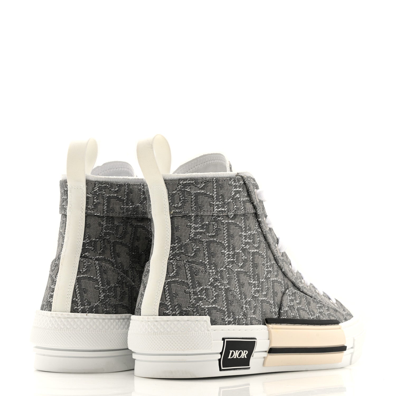 Christian Dior Metallic Oblique Jacquard Mens B23 High Top Sneakers 42 Grey 5 of 13