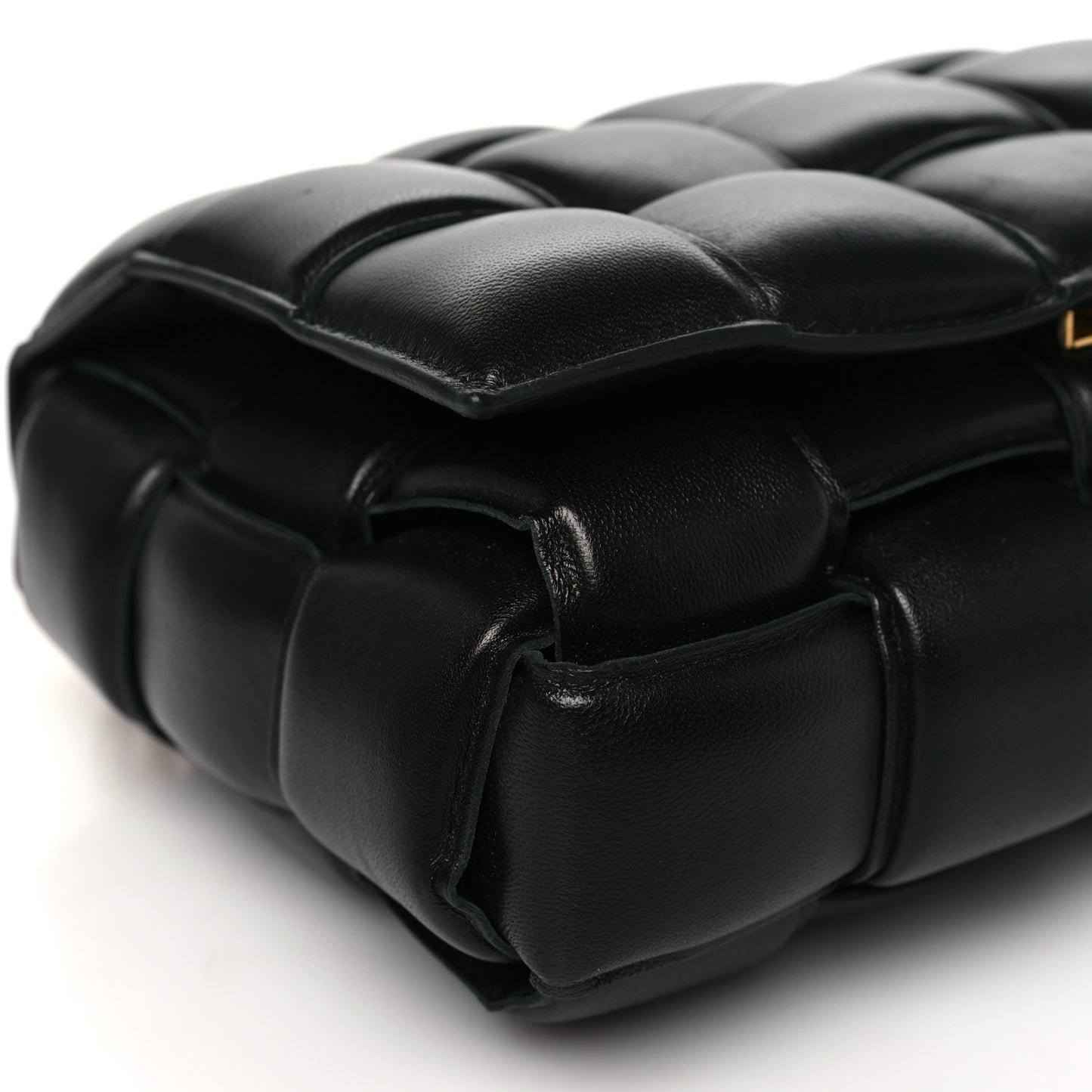 Lambskin Maxi Intreccio Padded Chain Cassette Crossbody Bag Black