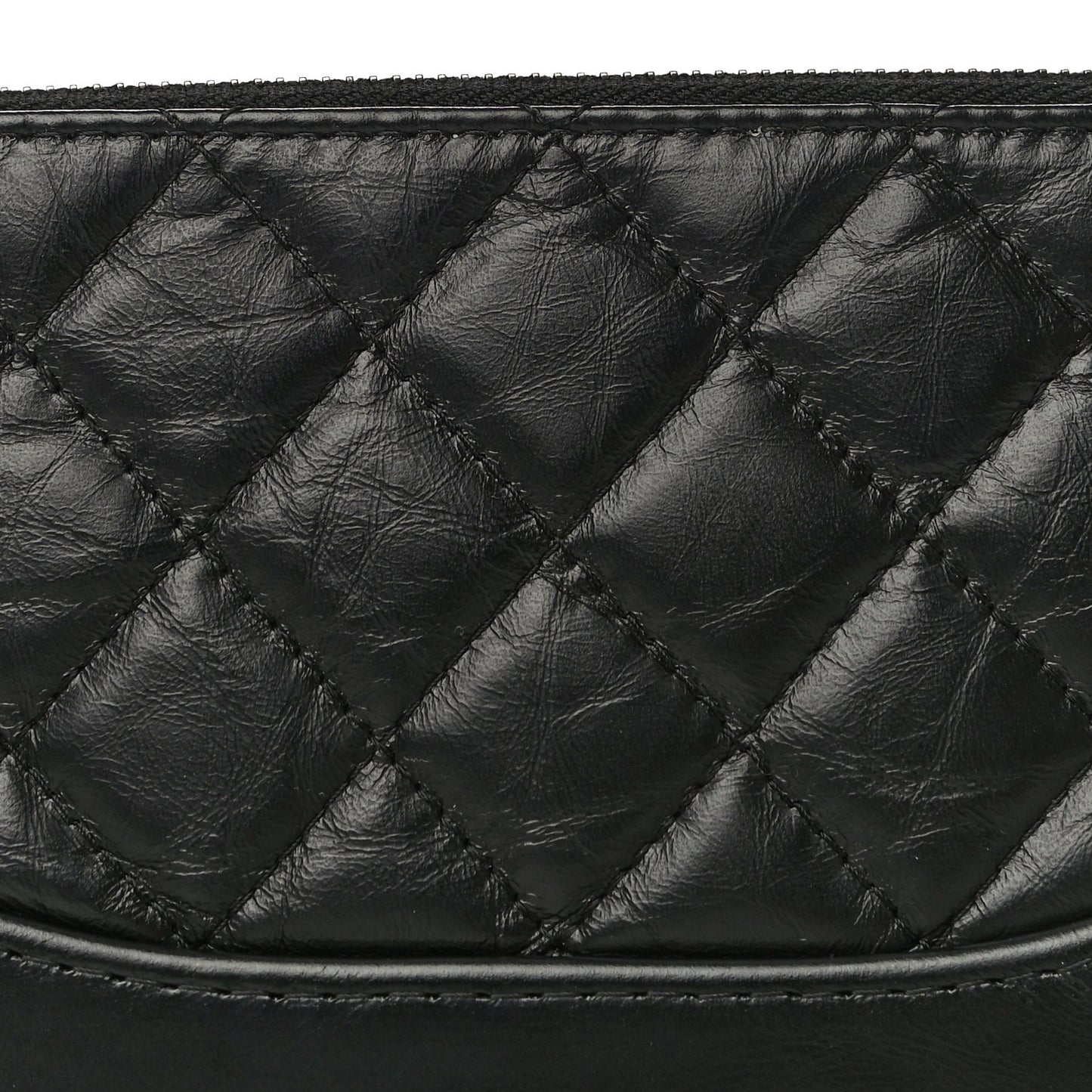 Aged Calfskin Quilted Small Gabrielle Clutch With Chain Black