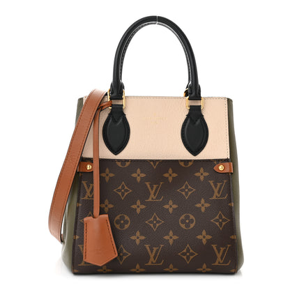 Louis Vuitton Calfskin Monogram Fold Tote PM Cream Khaki Black 1 of 9