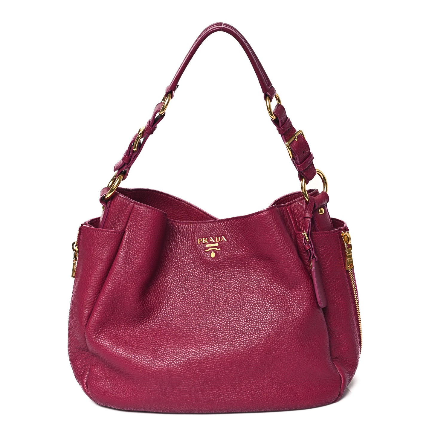 Vitello Daino Side Zip Pocket Hobo Ametista
