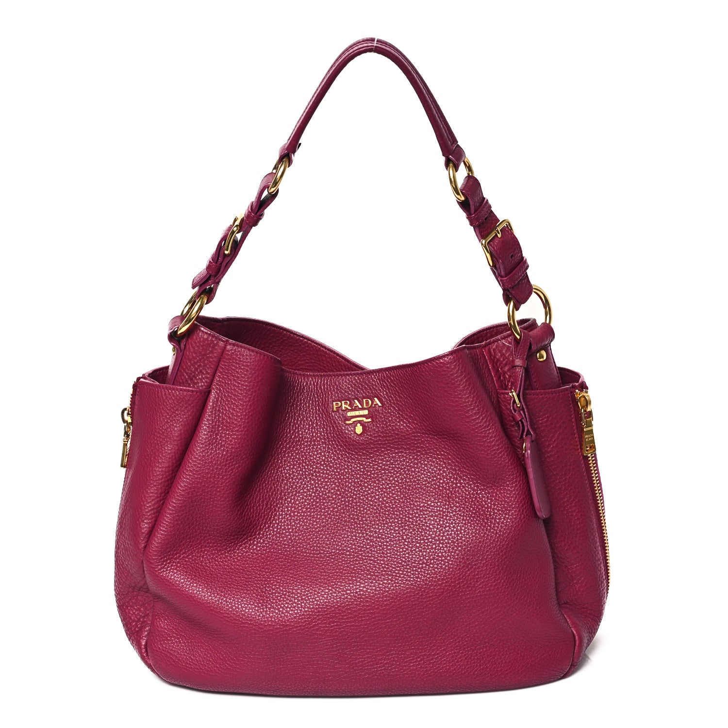 Prada Vitello Daino Side Zip Pocket Hobo Ametista 1 of 14