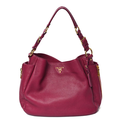 Prada Vitello Daino Side Zip Pocket Hobo Ametista 1 of 14
