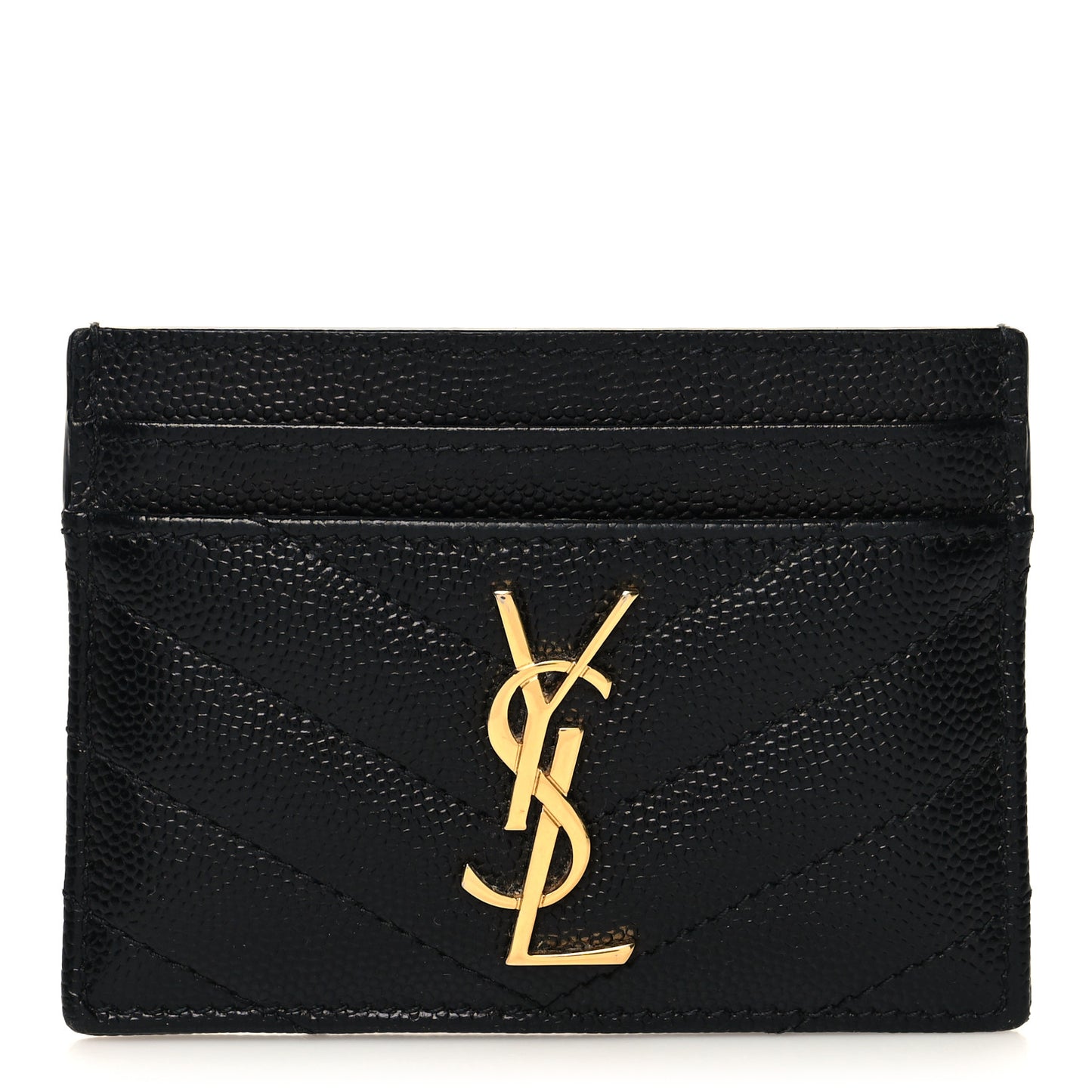 Grain De Poudre Matelasse Chevron Monogram Credit Card Case Black