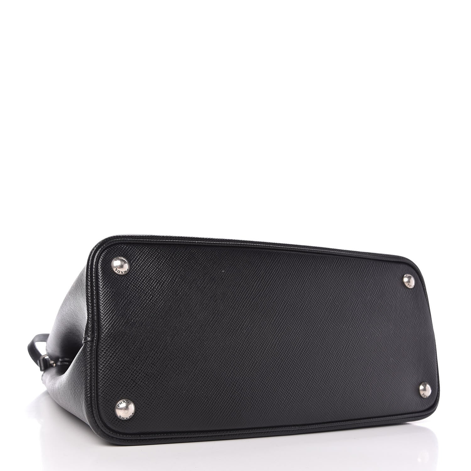 Prada Saffiano Cuir Small Double Bag Black Chrome 4 of 13