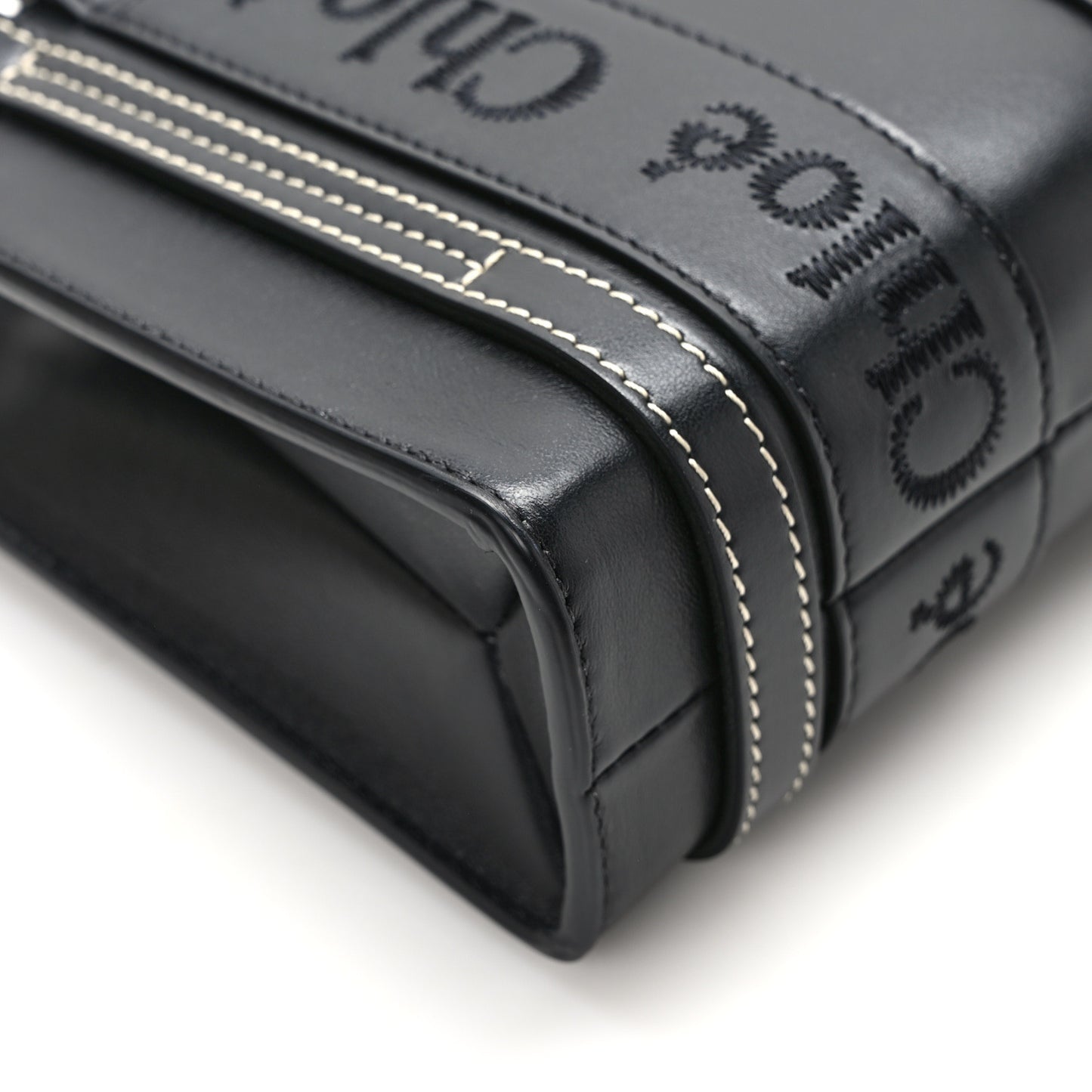 Calfskin Mini Woody Ribbon Tote Black