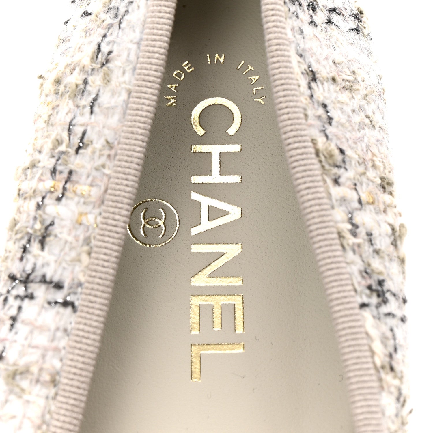 Chanel Cotton Tweed Grosgrain Cap Toe Ballerina Flats 36.5 Grey 7 of 10