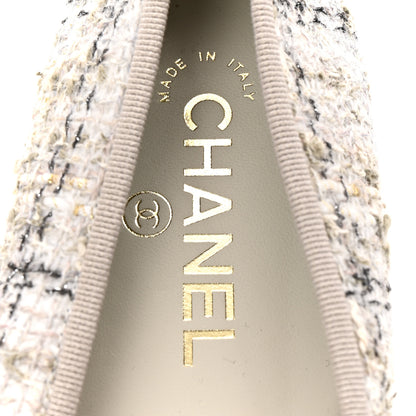 Chanel Cotton Tweed Grosgrain Cap Toe Ballerina Flats 36.5 Grey 7 of 10