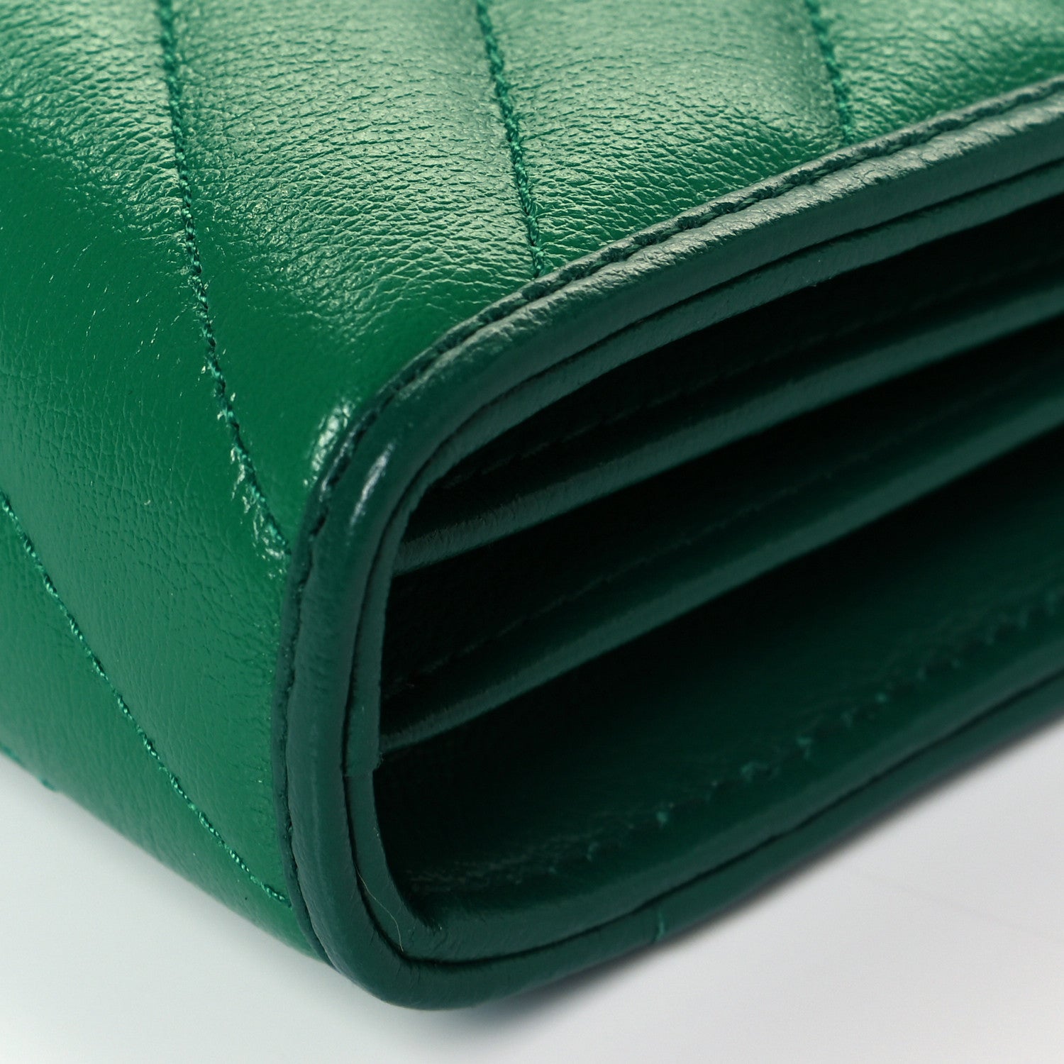 Gucci Azalea Calfskin Enamel Matelasse Diagonal Torchon GG Marmont Chain Wallet New Shamrock Emerald 7 of 10