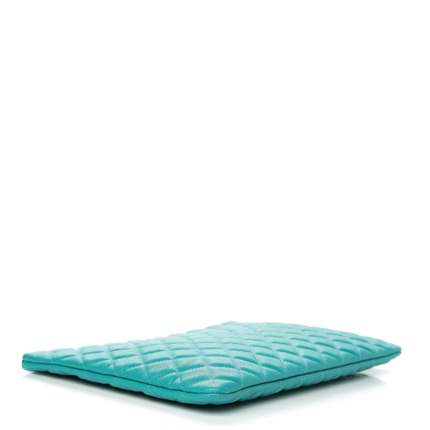 Chanel Caviar Quilted Large Cosmetic Case Turquoise 3 of 7