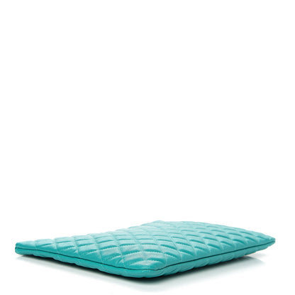 Chanel Caviar Quilted Large Cosmetic Case Turquoise 3 of 7
