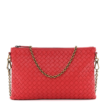 Bottega Veneta Nappa Intrecciato Biletto Chain Crossbody Red 1 of 11