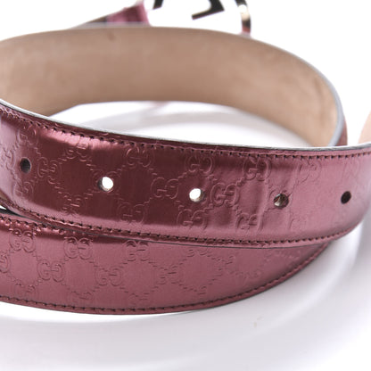 Gucci Metallic Patent Microguccissima Interlocking G Belt 75 30 Red 3 of 5