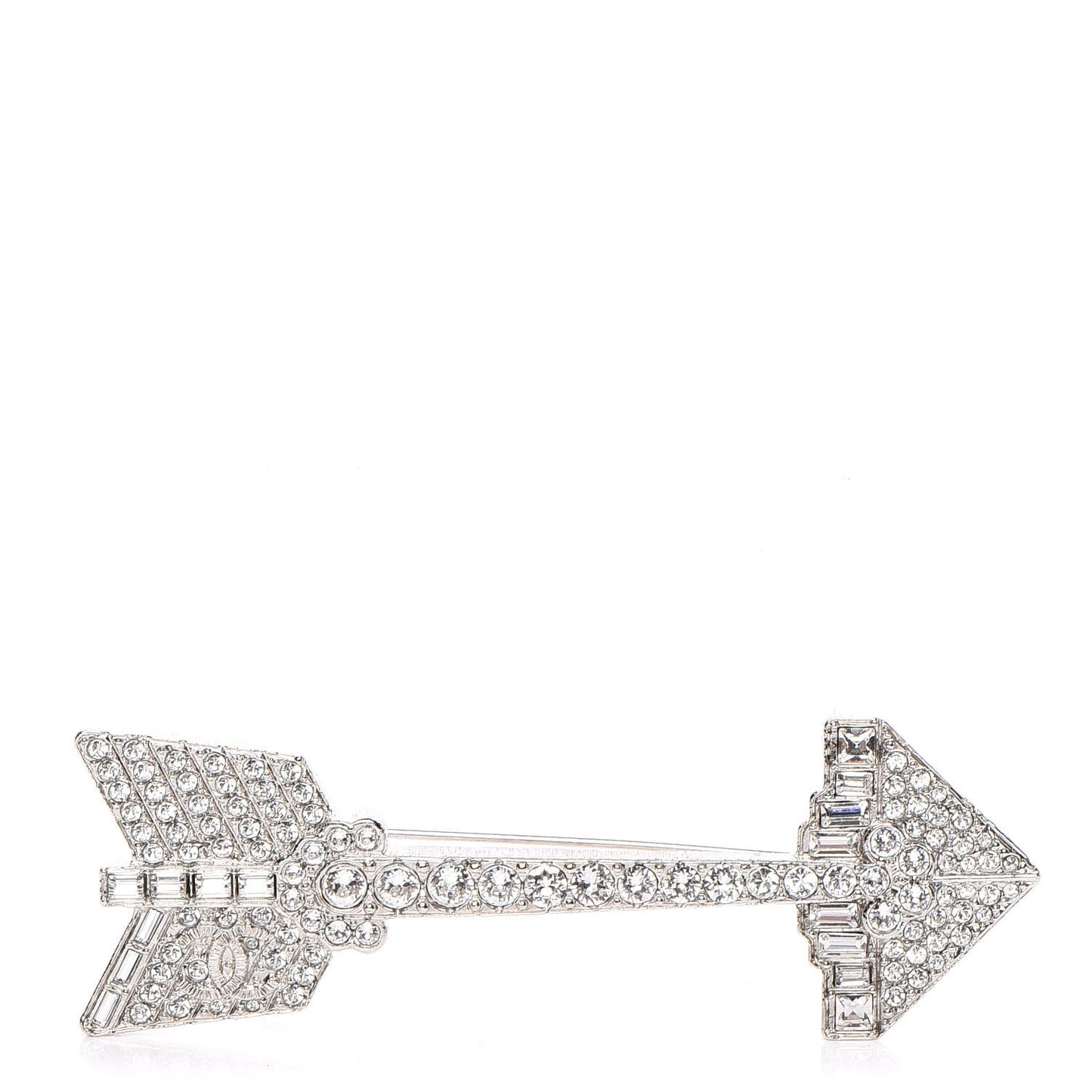Crystal CC Arrow Brooch Silver
