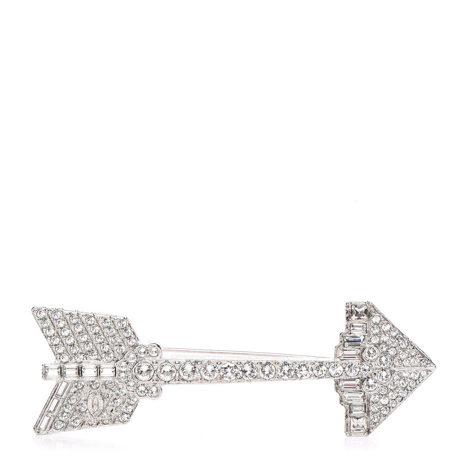 Chanel Crystal CC Arrow Brooch Silver 1 of 5