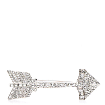 Chanel Crystal CC Arrow Brooch Silver 1 of 5