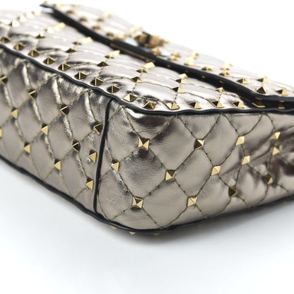 Valentino Garavani Metallic Lambskin Medium Rockstud Spike Shoulder Bag Sasso 7 of 9