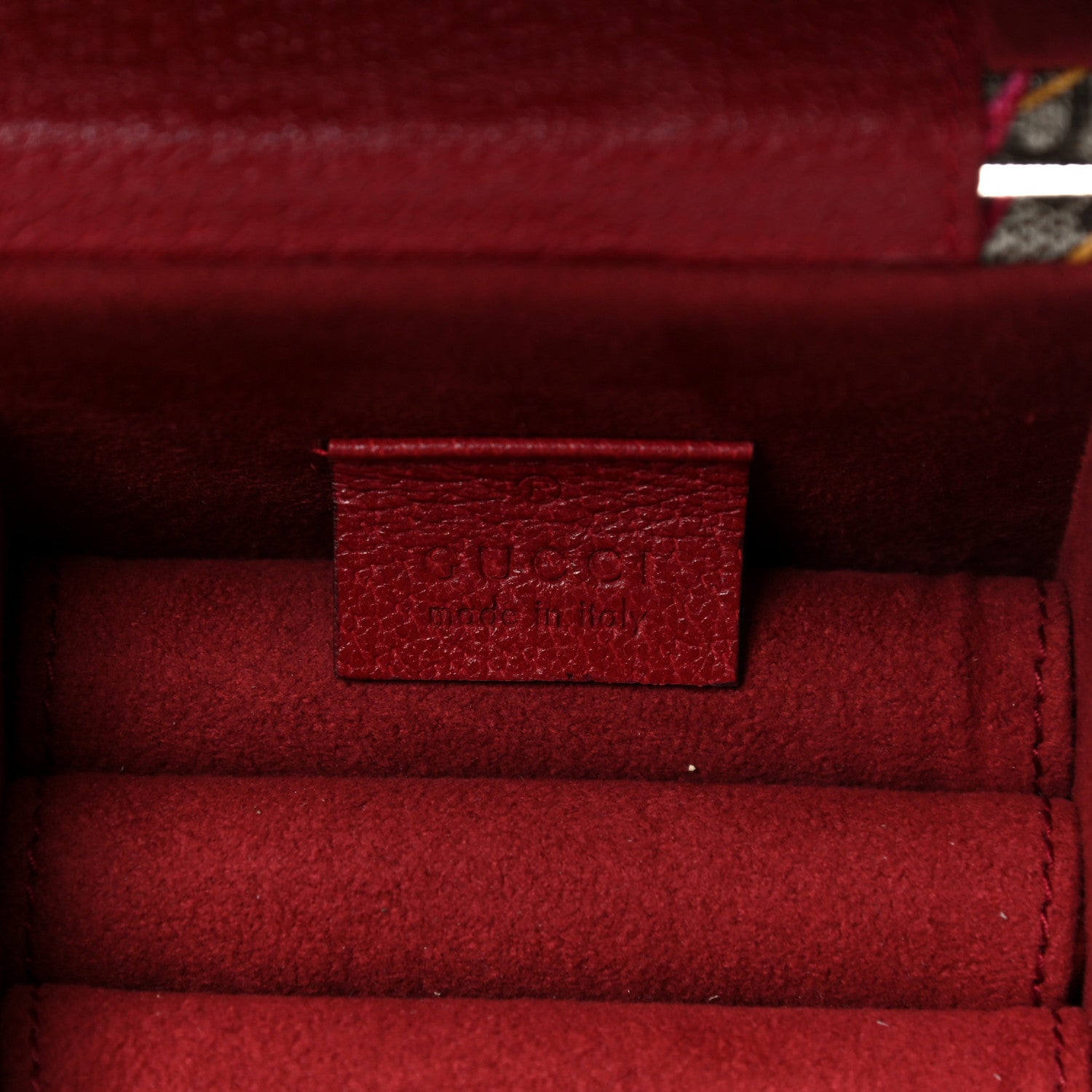 Gucci GG Supreme Monogram Flora Padlock Jewelry Case Red 7 of 13