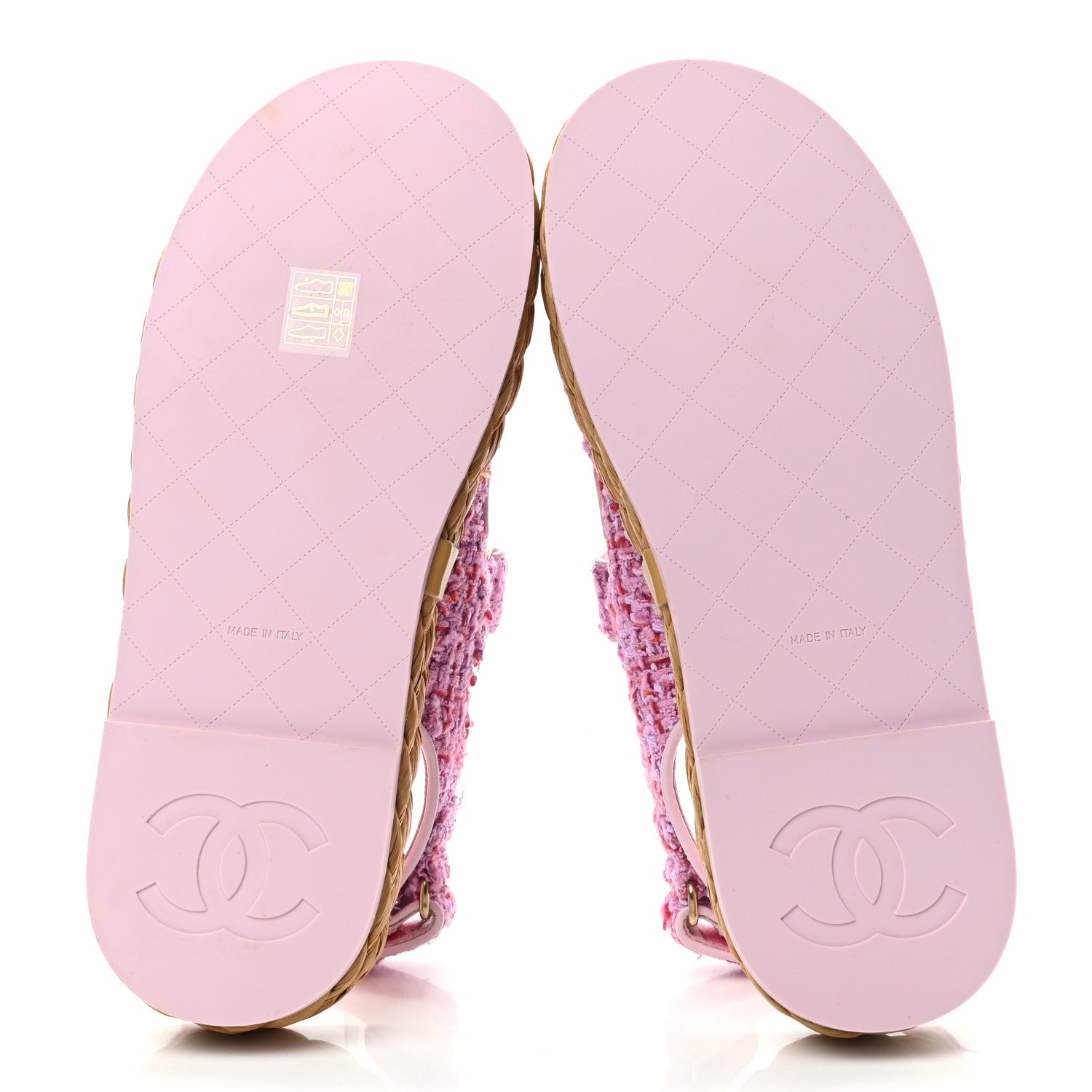 Chanel Tweed Lambskin Velcro Dad Sandals 39.5 Pink Multicolor 5 of 8