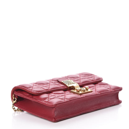 Christian Dior Lambskin Cannage Dioraddict Wallet on Chain Clutch Red 4 of 8
