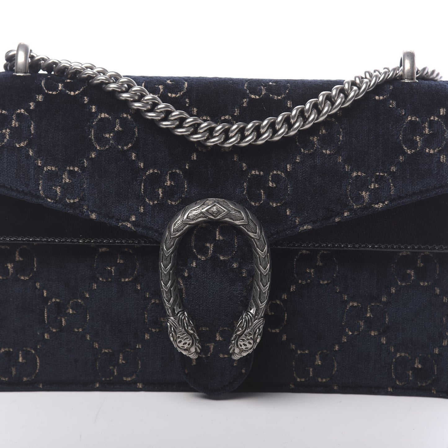 Velvet Skipper GG Monogram Small Dionysus Shoulder Bag Blue Beige Black