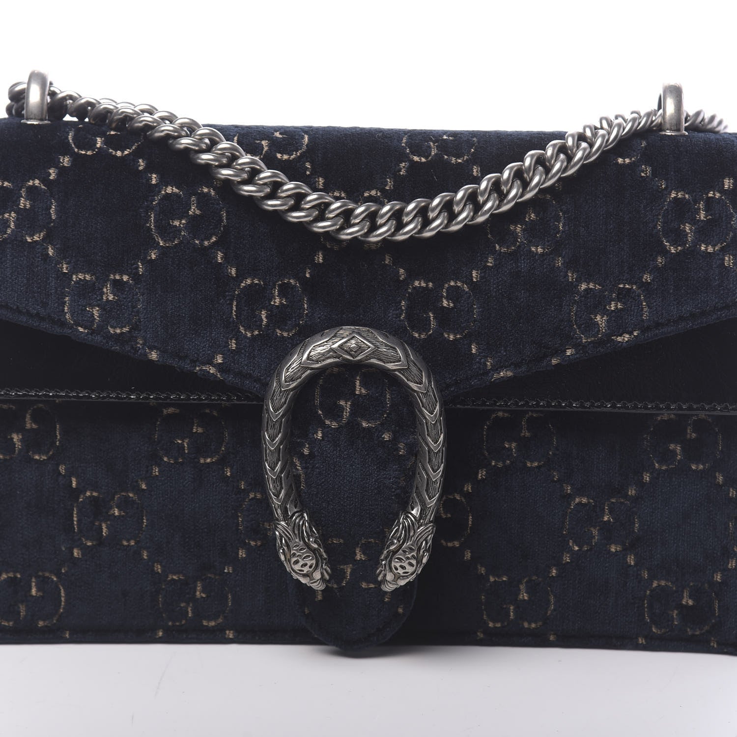 Gucci Velvet Skipper GG Monogram Small Dionysus Shoulder Bag Blue Beige Black 11 of 11