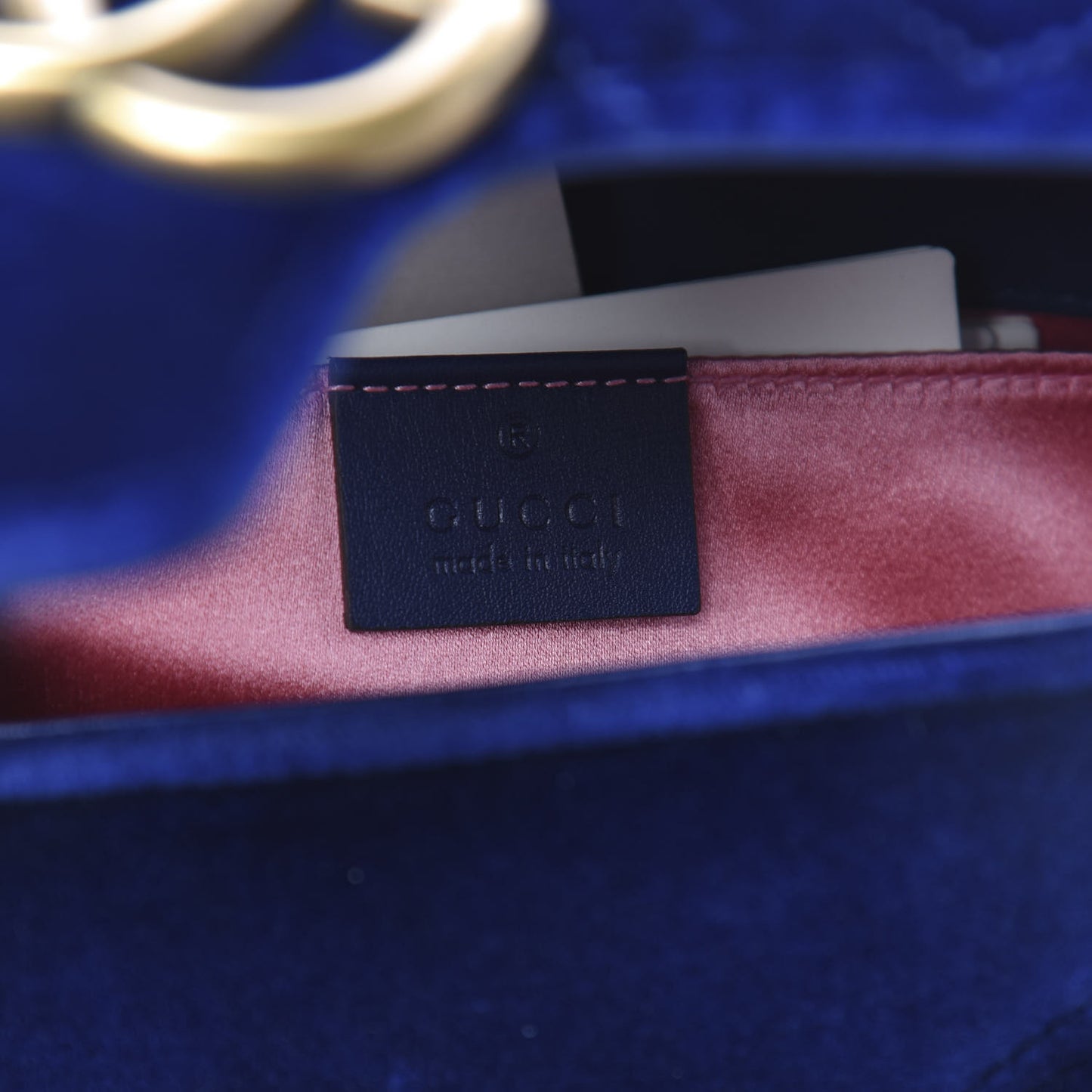 Velvet Matelasse Embroidered Mini GG Marmont Shoulder Bag Cobalt Blue