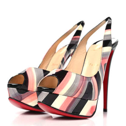 Christian Louboutin Patent Graffiti Lady Peep Toe Slingback 150 Pumps 39.5 Multicolor 3 of 9