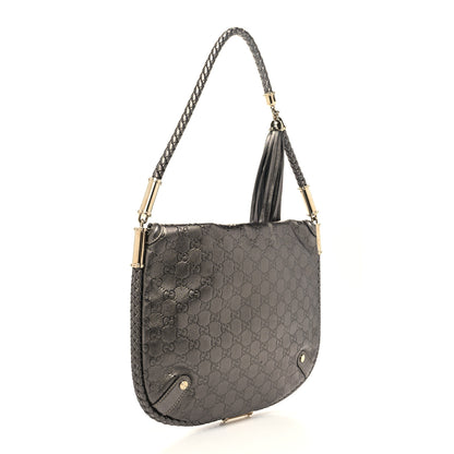 Gucci Guccissima Britt Tassel Shoulder Bag Gunmetal 3 of 14
