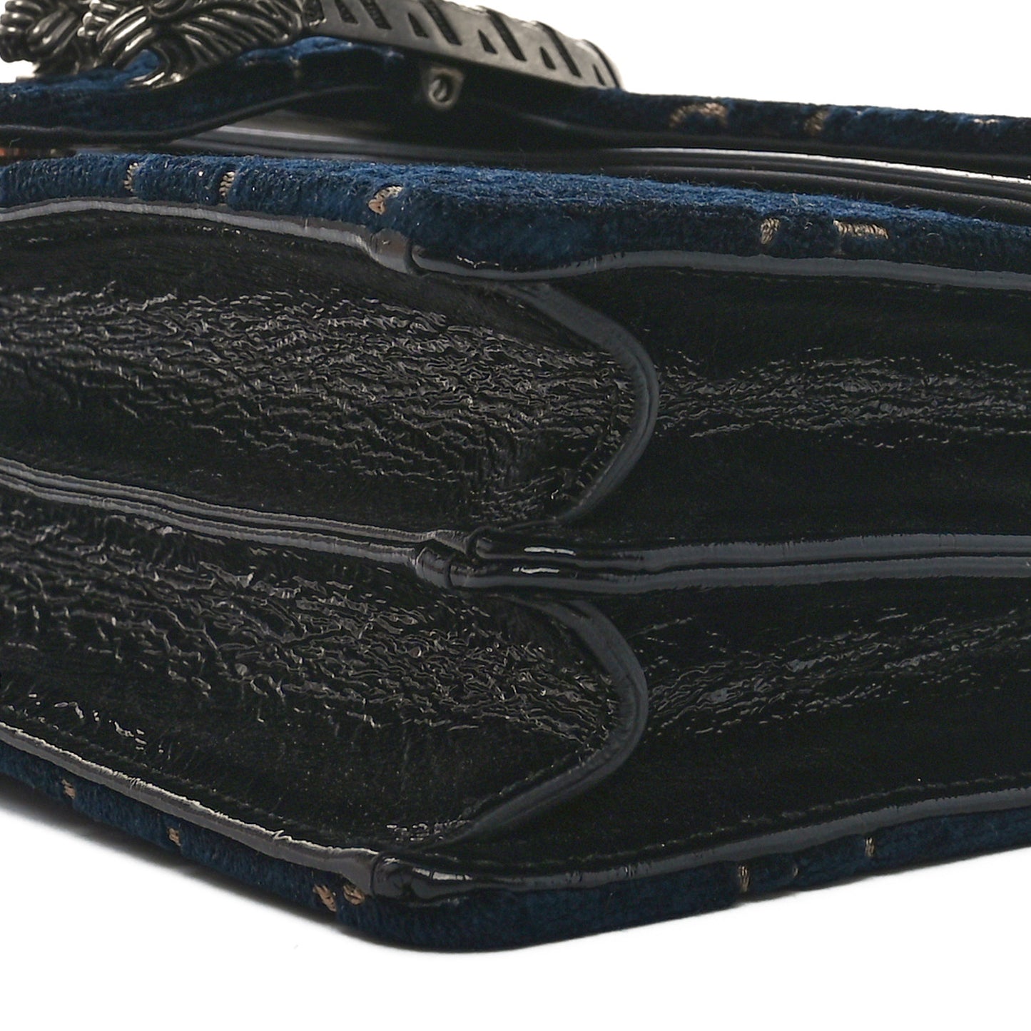 Velvet Skipper Crystal GG Monogram Small Dionysus Shoulder Bag Blue Beige Black